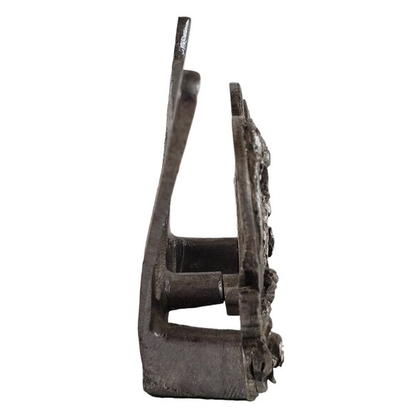 Victorian Pewter Business Card Holder Metal Heart Roses Flower Floral Desk - Picture 2 of 9